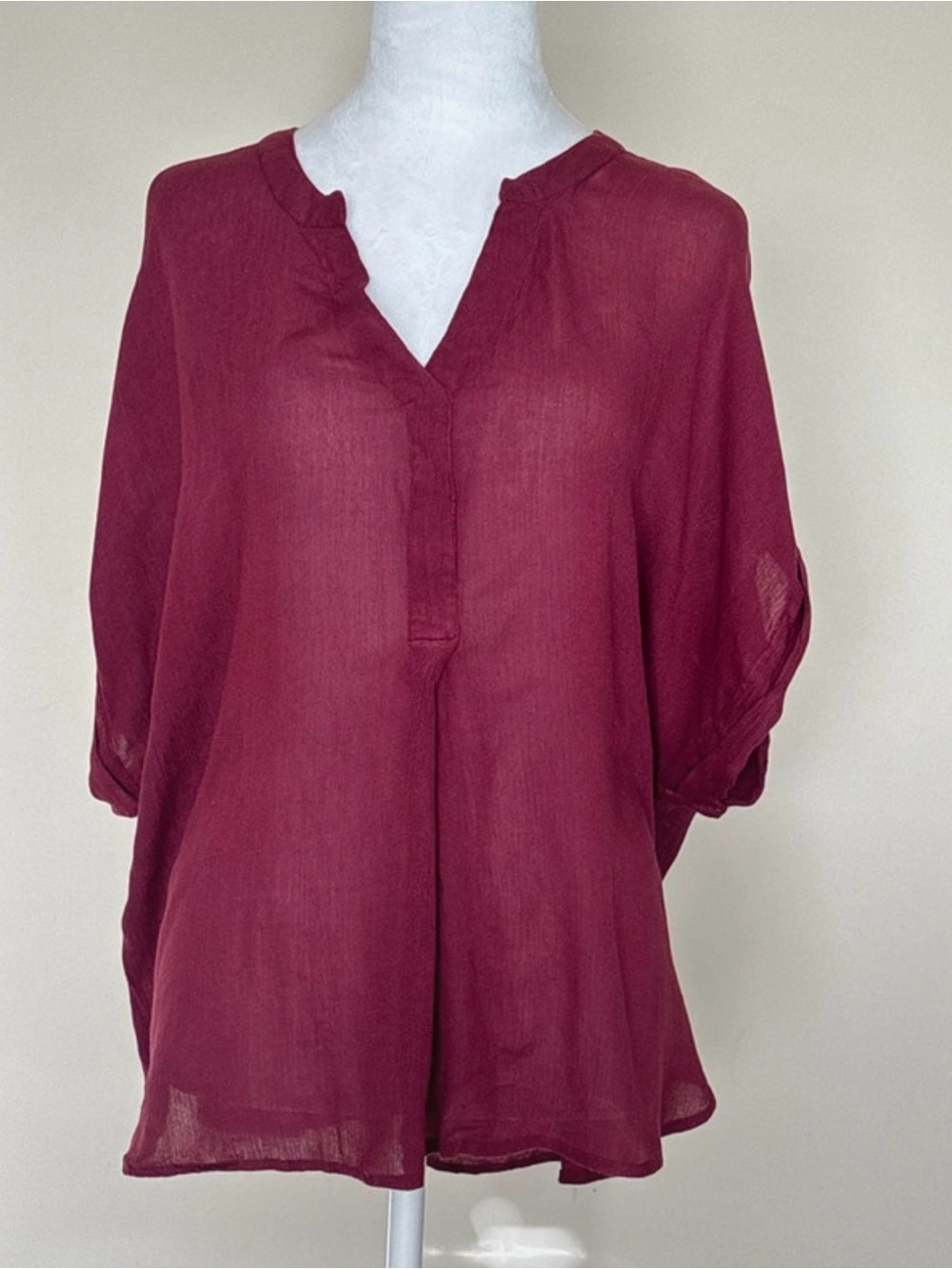 Monroe & Main Wine Split-Neck Tunic